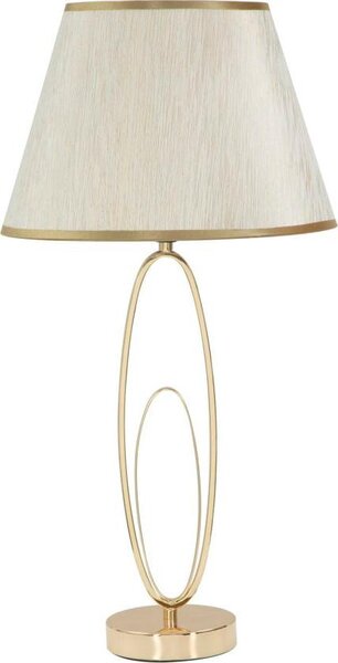 Lampada da Tavolo Glam Flush Ø30x58 cm in Ferro e Poliestere Oro e Crema
