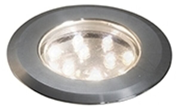 Konstsmide Faretto da incasso a pavimento a LED grande, set base da 3 pezzi in acciaio inossidabile, 3000K, 3x12 lm, 3x8,64 W, 12 V/240 V, acciaio inossidabile/vetro, 7465-000