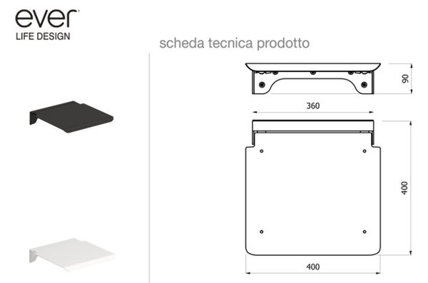 Sedile ribaltabile per doccia in Alluminio isolato elettricamente Ribaltabile Dimensioni 40x40xh 90 cm - Portata: kg. 150 colore BIANCO opaco