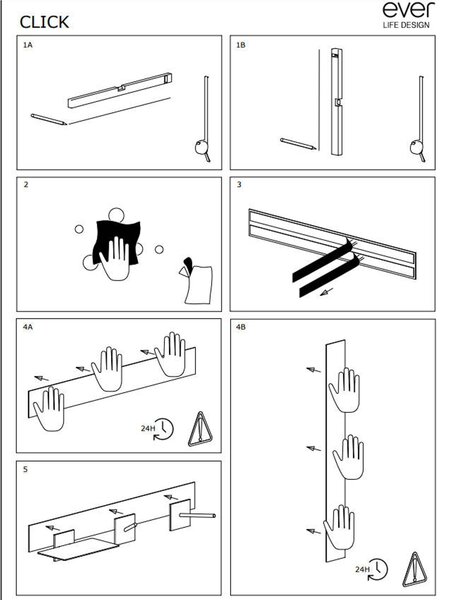 Specchio Ingranditore da bagno 20 cm, con Mensole e fascia di fissaggio 60 mm biadesiva LINEA CLICK diametro di 20 cm Configurazione provvista di sistema adesivo per superfici piane e lisce nero