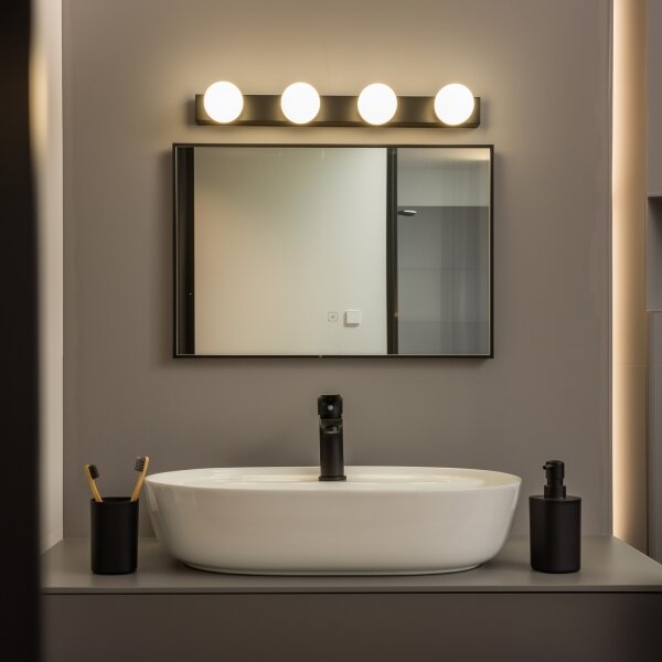 Brilagi - Illuminazione LED per specchio da bagno HOLLYWOOD 4xLED/3W/230V IP44 nera