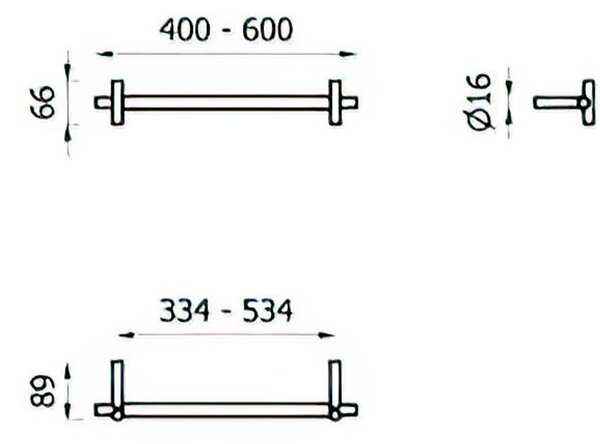 Porta salviette Porta Asciugamani da Lavandino Lunghezza 60 cm Linea BUCK Bianco opaco RAL 9016