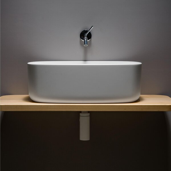 Lavabo in poliuretano morbido Rettangolare BOUNCE Sospeso o da Appoggio Dimensioni 56x34 x h18- Stile Industriale colore Bianco