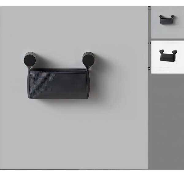 Basket per il contenimento degli oggetti e di prodotti da bagno L 200 mm in tessuto impermeabile, cucito con filo di nylon Tessuto Nero DOT Nero