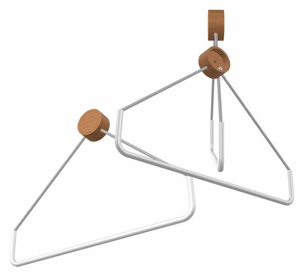 Porta asciugamani Triangolare con cilindro in legno Rovere Fissaggio anche biadesivo 32x6xh20 cm Linea RING Bianco opaco RAL 9011