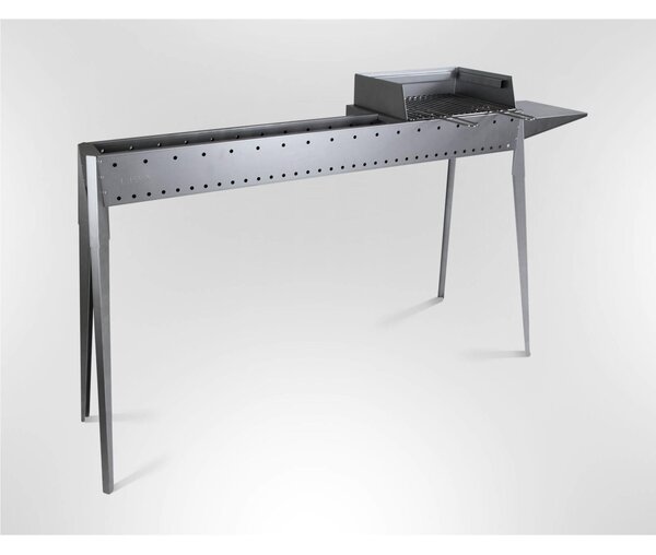 Barbecue a Carbone Carbonella in Ferro MIAMI GRILL 800-400 Dimensione 120x30xh 83 cm In ferro alluminato 430 Peso13 kg inox lucido