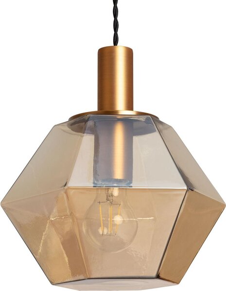 Lampada a sospensione in vetro con diamanti e ambra