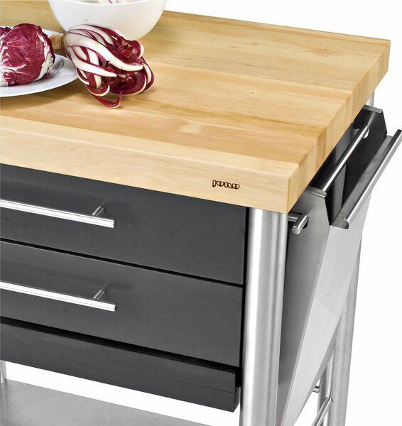 Carrello da cucina in acciaio inox con due cassetti due piani, tagliere dimensioni 70x50x h 90 cm peso 47 kg con tagliere piano da lavoro in acciaio inox robusto e resistente