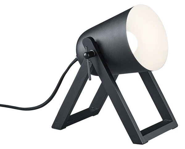 Lampada tavolo da Interno E27 in Legno naturale Nero Opaco