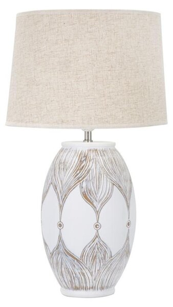 Lampada da Tavolo Ovale Atene 38x67x38 cm in Poliresina Bianco/Marrone