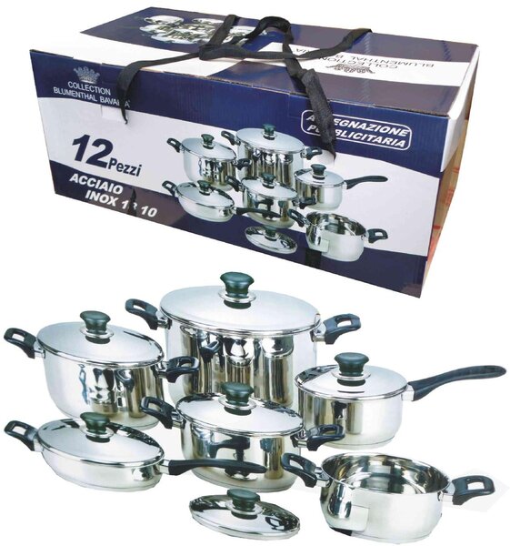 Casalinghi Letizia Ceramica Batteria Pentole 12 Pezzi in Acciaio Inox - Gold