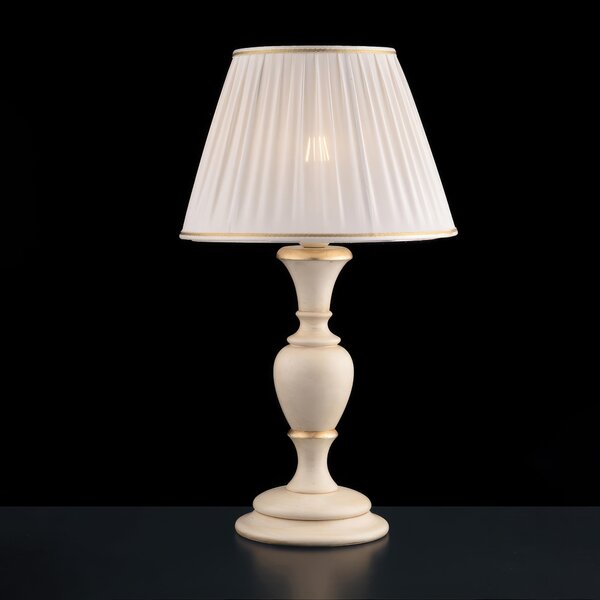 Lume Fiorenza in legno avorio e oro, �35xH.62 cm, Avorio Foglia oro, 1xE27 - 55 Watt Max