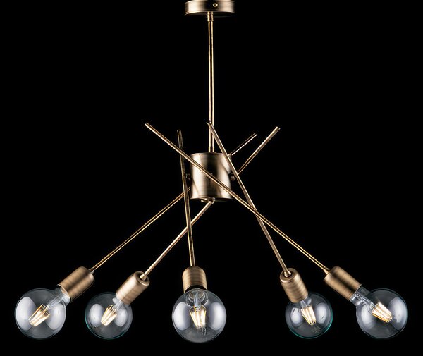 Plafoniera in Ferro Bronzato Spazzolato 5 Luci Polish �56xH53 cm, Bronzato, 5xE27 - 55 Watt Max