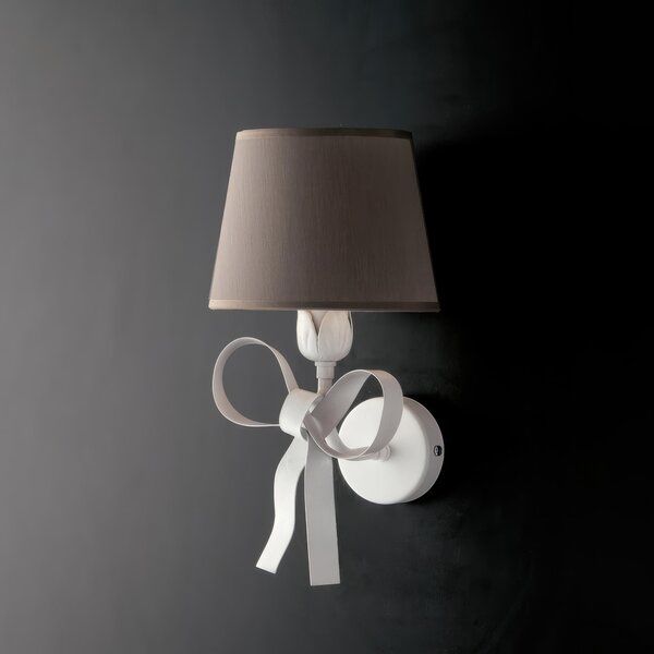 Applique Lucy in Ferro Laccato Bianco Shabby, 16x19x31 cm, 1xE14 - 42 Watt Max, Bianco Shabby
