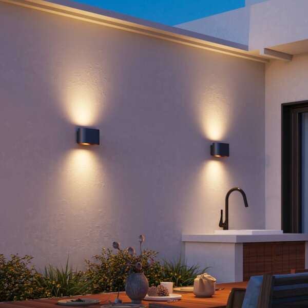 Calex Applique da esterni a LED Potenza, Nero, Corridoio, Alluminio, Moderno, Applique LED da esterni