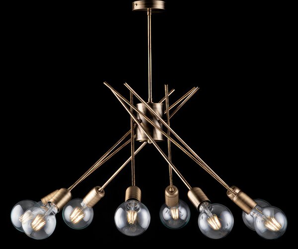Plafoniera Polish �64xH62 cm, 8 Luci E27 55W Max, Bronzato, in Ferro Bronzato Spazzolato