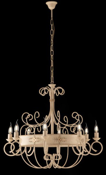 Lampadario Baltimora in Ferro Laccato Avorio Decap� 8 Luci, Colore Avorio Oro, Dimensioni H66 - MAX 126 - �76 cm - Illuminazione 8xE14 - 42 Watt Max