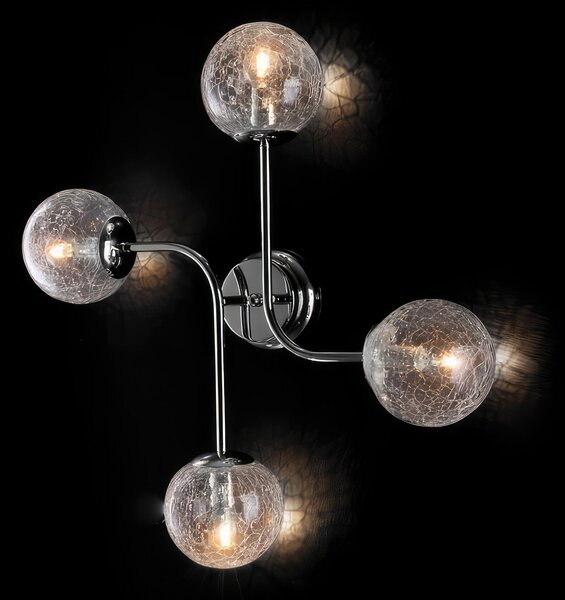 Plafoniera Ikarus 63x59xH15 cm, Cromo Lucido, Struttura in Ferro, 4xE14 - 42 Watt Max