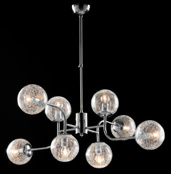 Sospensione Ikarus in Ferro Cromo Lucido, 8 Luci, �93xH65-93 cm, Cromo Lucido, 8xE14 - 42 Watt Max