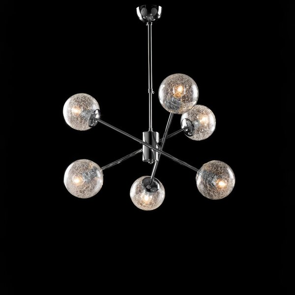 Sospensione Tresor in Ferro Cromo Lucido, �60xH70-93 cm, 6xE14 - 42 Watt Max, Colore Cromo Lucido
