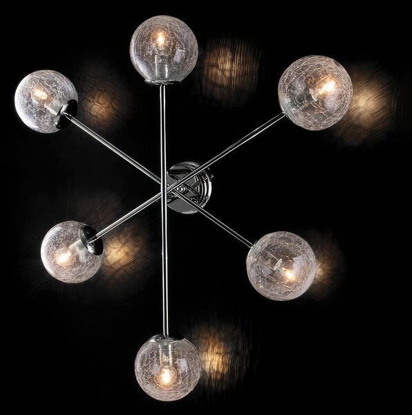 Plafoniera Tresor �78xH20 cm, Cromo Lucido, Ferro Cromo Lucido, Illuminazione 6xE14 - 42 Watt Max
