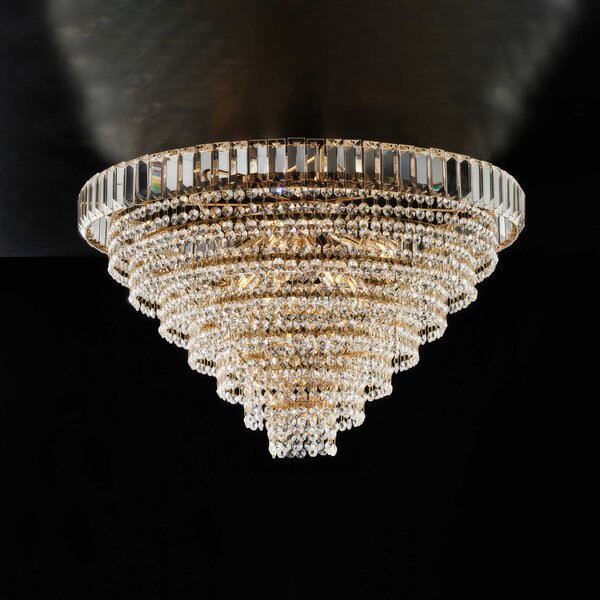 Plafoniera Vladimir in Ferro e Ottone Dorato con Strass, 43x�62 cm, Oro Lucido, 8xE14 - 42 Watt Max