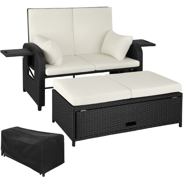 Tectake 404158 divano in rattan creta involucro protettivo incluso - nero
