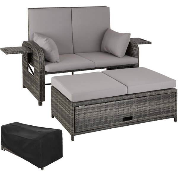 Tectake 404159 divano in rattan creta involucro protettivo incluso - grigio