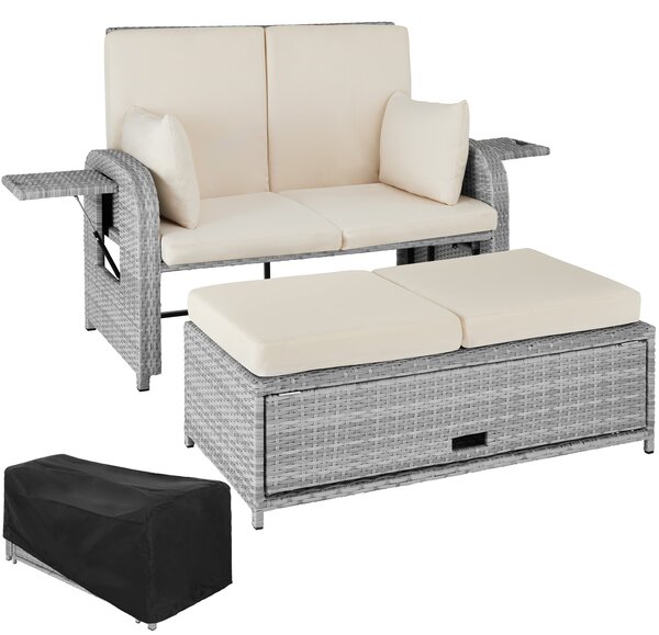 Tectake 403708 divano in rattan creta involucro protettivo incluso - grigio chiaro