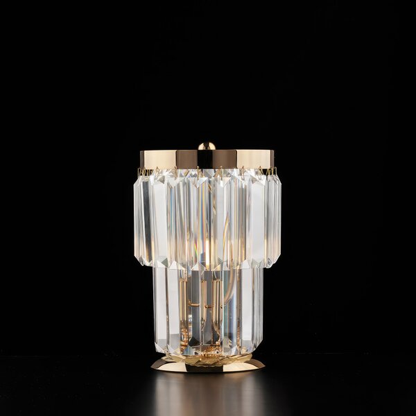 Lumetto in Ferro e Ottone Dorato con Strass, 1 Luce Schubert H24 - �15 cm, Colore Oro Lucido