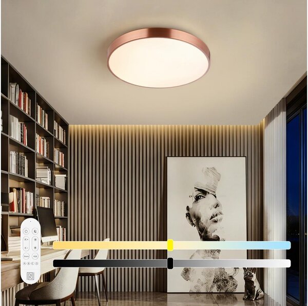 Immax NEO 07321L-LED Plafoniera dimmerabile NEO LITE SEMPLICI 36W/230V, diametro 40 cm, finitura ramata, con telecomando