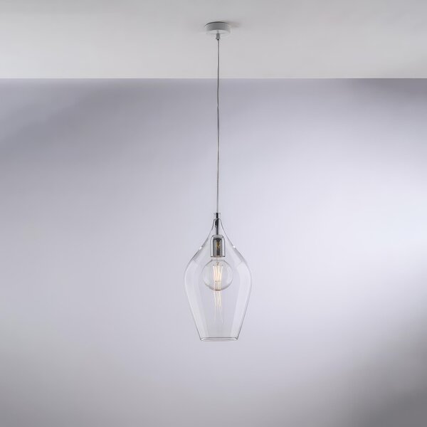 Sospensione Ares in Ferro e Vetro Pyrex Trasparente, �20xH42 - MAX 142 cm, 1xE27 - 55 Watt Max
