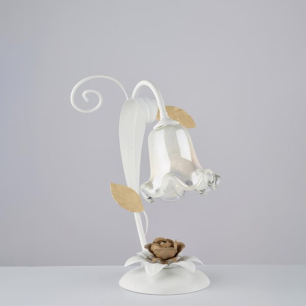 Lumetto Cesto in Ferro Laccato Bianco Shabby �25xH34 cm, Bianco Avorio, 1xE14 - 42 Watt Max