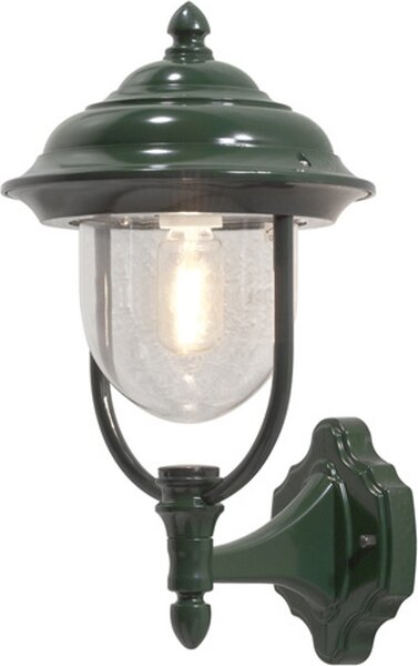 Applique Konstsmide Parma in alluminio laccato verde con vetro acrilico trasparente