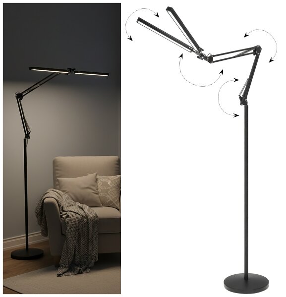 Brilagi - Lampada da terra LED dimmerabile flessibile VARIO 14W/5V 157 cm nera