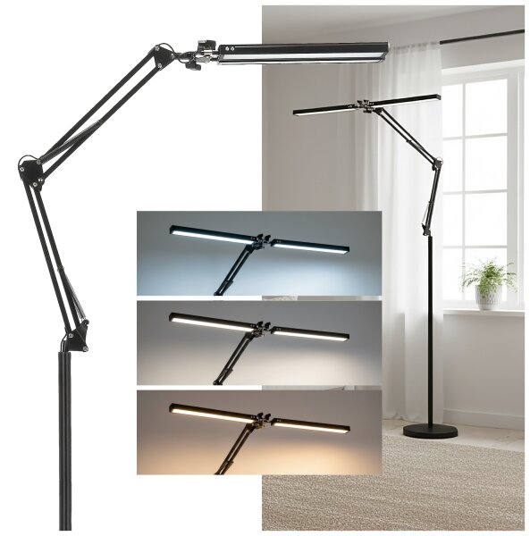 Brilagi - Lampada da terra LED dimmerabile flessibile VARIO 14W/5V 157 cm nera