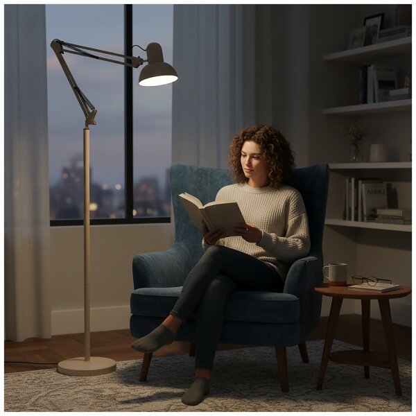 Brilagi - Lampada da terra flessibile TASKER 1xE27/60W/230V 184 cm beige