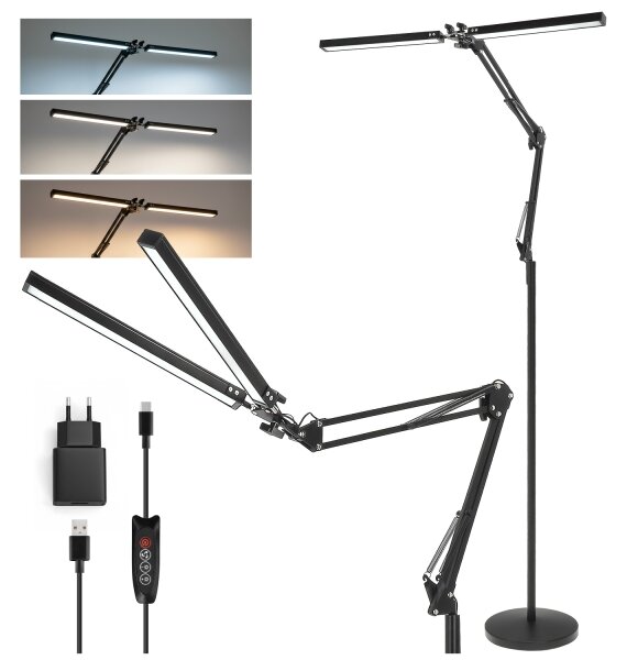 Brilagi - Lampada da terra LED dimmerabile flessibile VARIO 14W/5V 157 cm nera