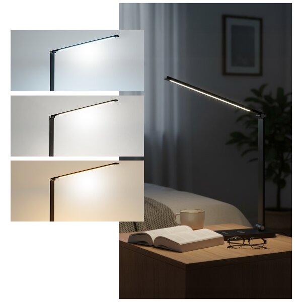 Brilagi - Lampada da tavolo LED dimmerabile a sfioramento con ricarica wireless QI LED/7W/5V 3000/4000/6000K nera