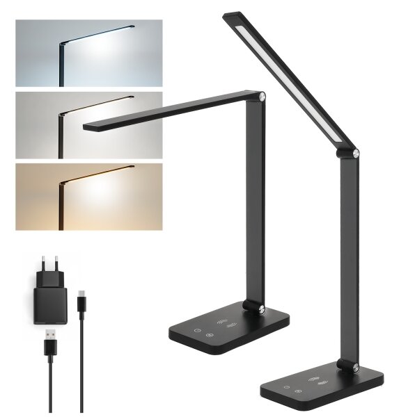 Brilagi - Lampada da tavolo LED dimmerabile a sfioramento con ricarica wireless QI LED/7W/5V 3000/4000/6000K nera