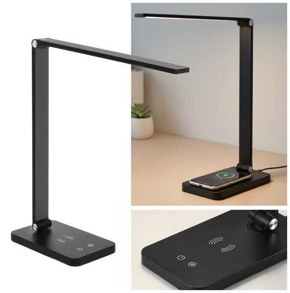Brilagi - Lampada da tavolo LED dimmerabile a sfioramento con ricarica wireless QI LED/7W/5V 3000/4000/6000K nera