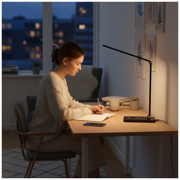 Brilagi - Lampada da tavolo LED dimmerabile a sfioramento con ricarica wireless QI LED/7W/5V 3000/4000/6000K nera