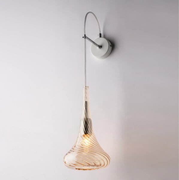 Applique Nemesi in Ferro con Vetro Ambra Pyrex, 60x14x21 cm, 1xE14 - 42 Watt Max, Colore Ambra
