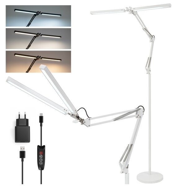 Brilagi - Lampada da terra LED flessibile dimmerabile VARIO LED/14W/230V 157 cm bianca