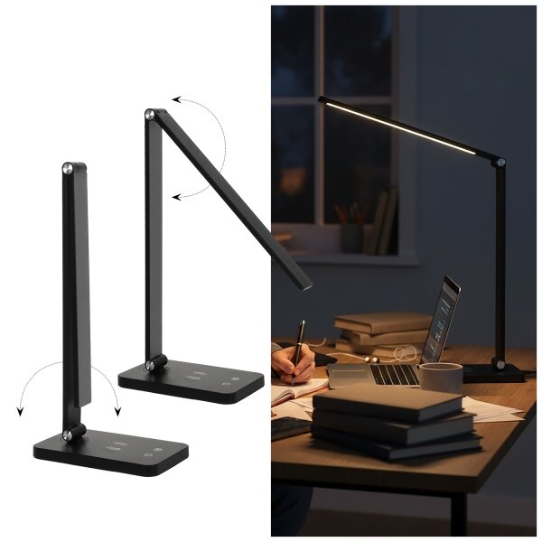 Brilagi - Lampada da tavolo LED dimmerabile a sfioramento con ricarica wireless QI LED/7W/5V 3000/4000/6000K nera