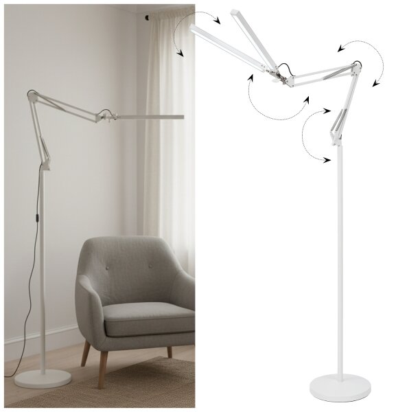 Brilagi - Lampada da terra LED flessibile dimmerabile VARIO LED/14W/230V 157 cm bianca