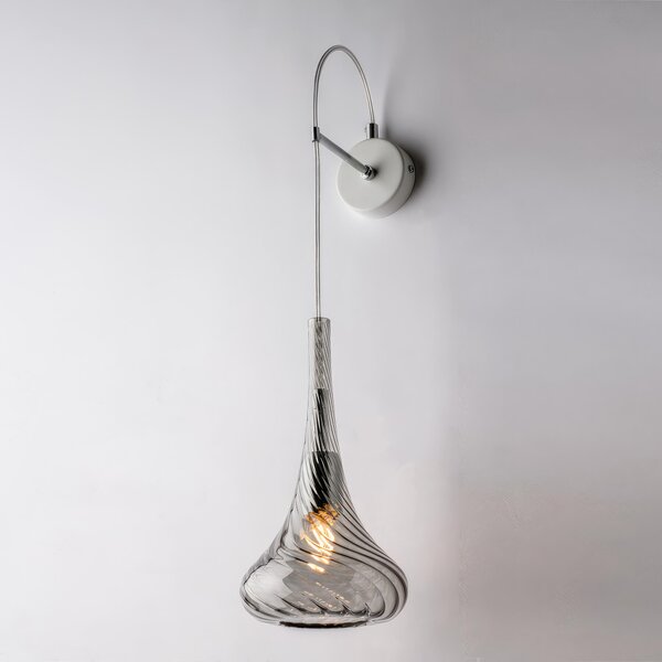 Applique Nemesi in Ferro con Vetro Grigio Pyrex, 60x14x21 cm, Grigio, 1xE14 - 42 Watt Max
