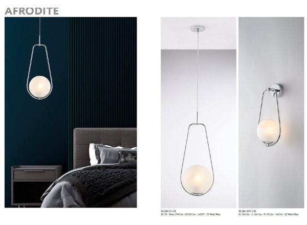 Sospensione Afrodite in Ferro Bronzato, 1 Luce con Sfera �20 cm, H59 - MAX 159 cm, Bronzato