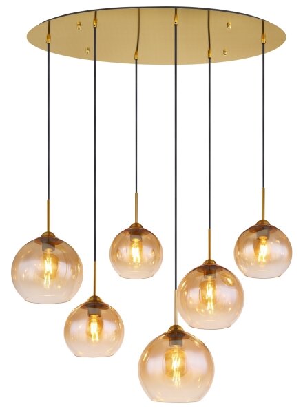 Globo 15788-6H - Lampadario sospeso con cavo JAMESSA 6xE27/60W/230V ottone