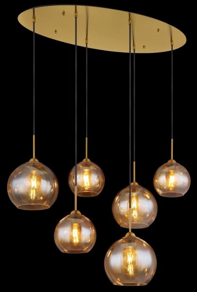 Globo 15788-6H - Lampadario sospeso con cavo JAMESSA 6xE27/60W/230V ottone